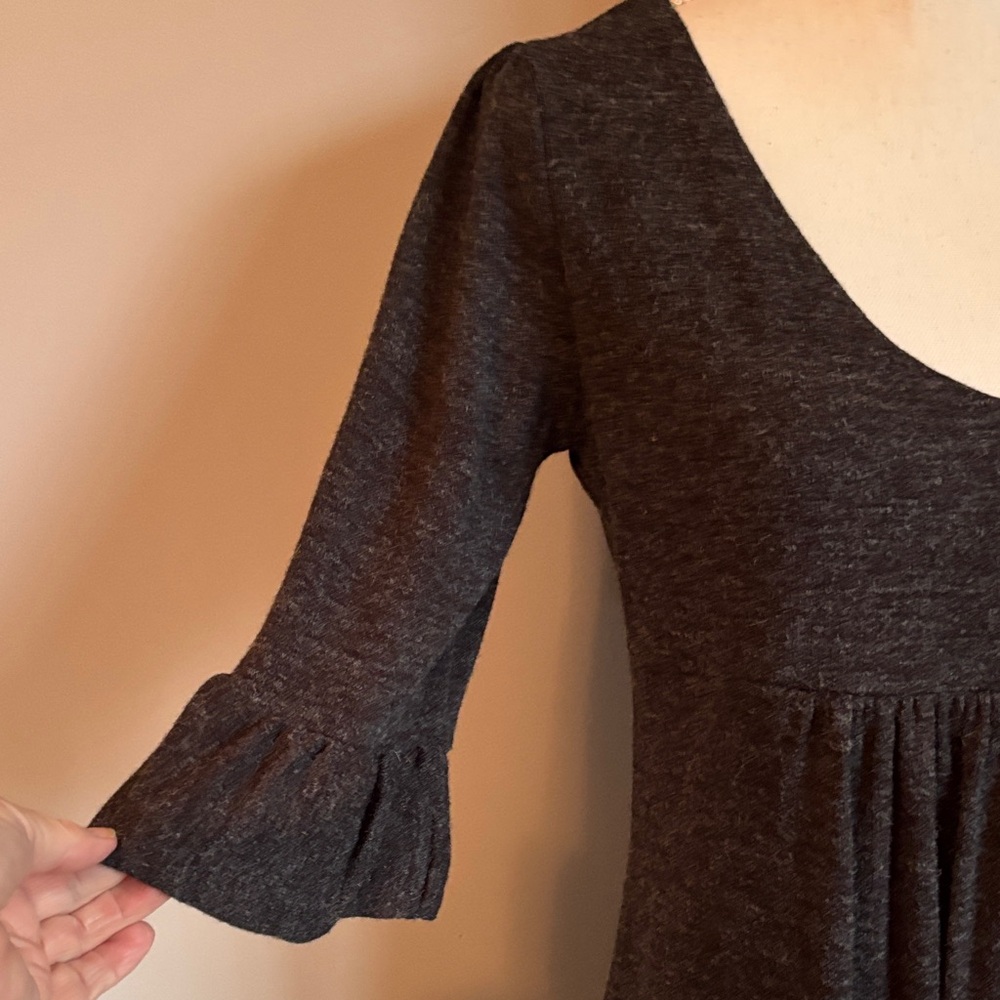 Black Ruffle Sleeve Sweater Dress - Picture 3 of 7